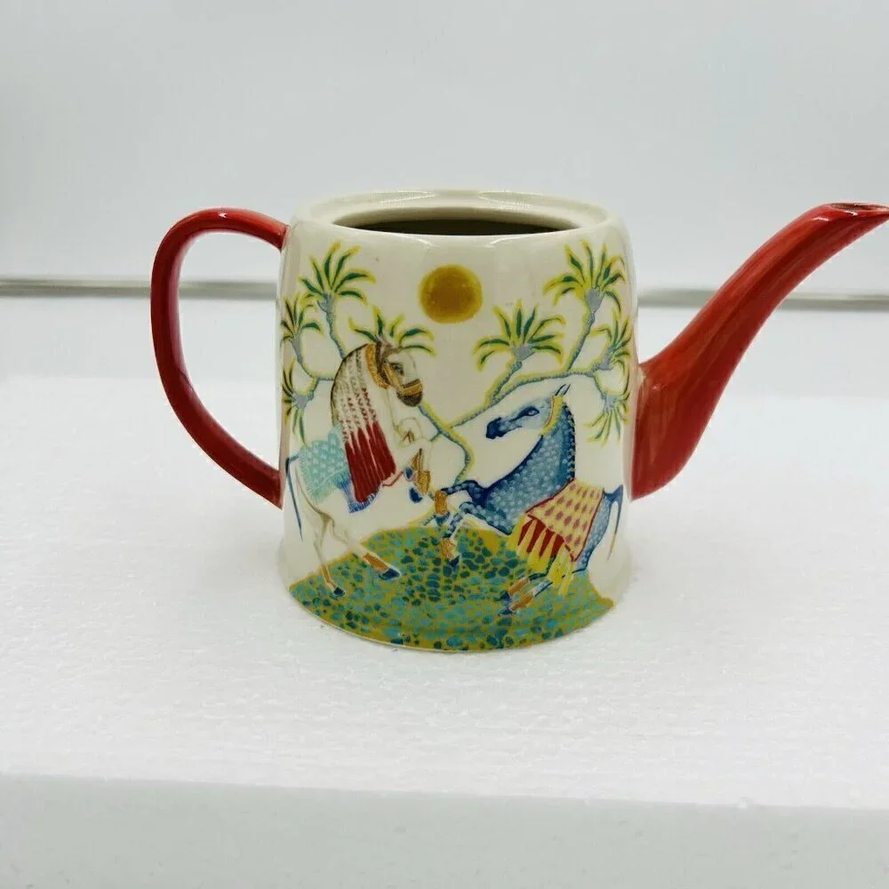 Anthropologie Paige Gemmel Eastern Animals Teapot Horses No Lid 4
